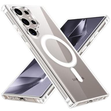 Xiltlly Magnétique Coque pour Samsung Galaxy S24 Ultra, Compatible avec MagSafe, Anti Rayures Antichoc TPU Bumper Housse Etui pour Samsung Galaxy S24 Ultra, Transparent