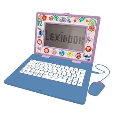 Lexibook, Disney Stitch, Ordinateur Portable éducatif bilingue FRANÇAIS/Anglais, Jouet pour Enfants, 170 activités pour Apprendre, Jeux et Musique, Grand écran, Bleu/Violet, JC599Di1