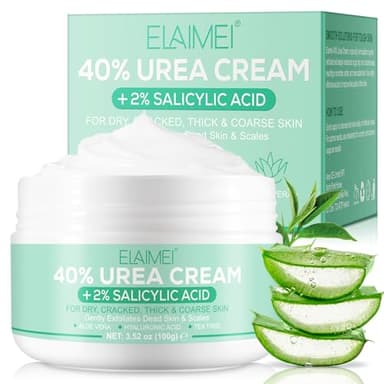 Crème à l'urée, crème pour les pieds à l'urée 40% avec 2% d'acide salicylique, Crème pour les pieds secs et craquelés, aloe vera, Hydrate, élimine les callosités et adoucit, 100 g