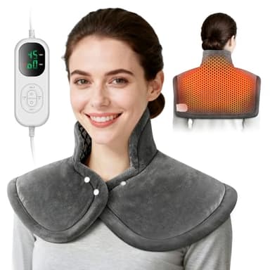 Charmofun Coussin Chauffant Cervicales Électrique, Tour de Cou Chauffant Cervicales avec 5 Niveaux de Température et Arrêt Automatique 0,5–2 h, Chauffe pour Épaules et Nuque, Idéal pour les Parents