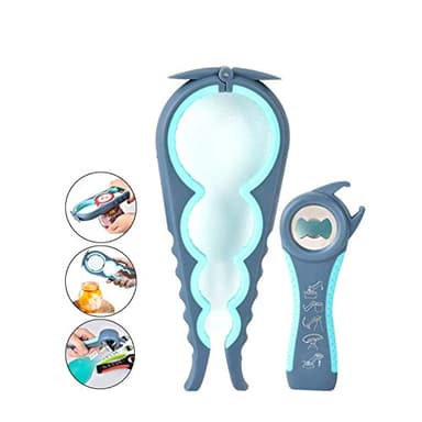 Kit décapsuleur Easy Jar, ouvre-bocaux multifonctions 5 en 1 et 4 en 1, simple à utiliser pour les enfants, les personnes âgées et les personnes souffrant d'arthrite.(bleu)