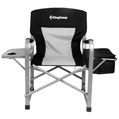 KingCamp Chaises de Camping Pliantes pour Adluts Chaise de Directeur Robuste avec Sac Isotherme et Support de Table d'appoint jusqu'à 150 kg