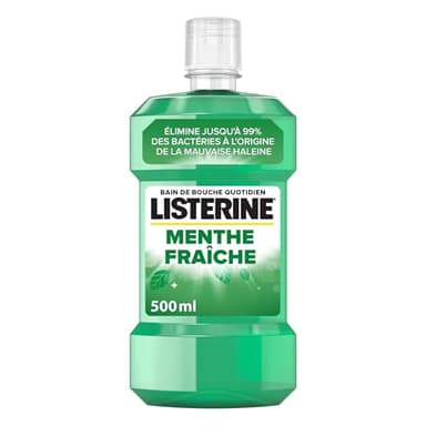 Listerine – Bain de Bouche Quotidien Menthe Fraîche (bouteille de 500 ml) – Soin bucco-dentaire pour éliminer 99,9% des bactéries – Bain de bouche pour une haleine fraîche durable