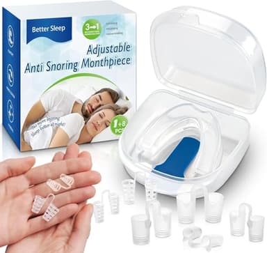 AIOUTGOGO Réglable Orthèse Anti-Ronflement, Dispositifs Anti Apnée Du Sommeil, Avec 2 Styles 4 Tailles Dilatateur Nasal, Efficace Puissante,Appareil lutte Contre Ronflements, Bruxisme