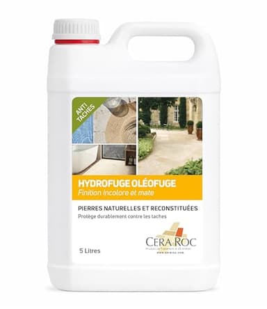 Traitement Hydrofuge Oléofuge Pierre Naturelle, Intérieur et Extérieur (1 Litre pour 5 m²)