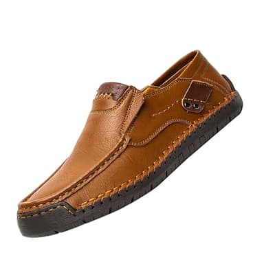 Mocassins en cuir pour homme, sans lacets, à tige basse, légers, confortables, respirants, décontractés, pour l'extérieur, chaussures de ville avec semelle souple, marron, 43 EU
