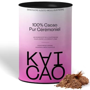 Kaicao Cacao Ceremonial - Cacao Pur en Poudre - Sans Sucre, Vegan, Sans Gluten, Régime Keto - de la Hacienda Limón, Équateur - 200g