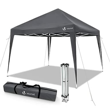 VOUNOT® Tonnelle de Jardin 3x3m Pliable Tente Pliante de Jardin Rapide à Installer Auvent Pliable pour Camping Festival Plage Jardins Inclus Sac de Transport et Sac de Sable Gris