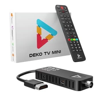 DEKO TV Mini Decodeur TNT HD pour TV - Boitier TNT DVB-T2 HEVC - Stick HDMI USB - Main 10 Bit - USB WiFi Multimédia PVR [2in1 télécommande]