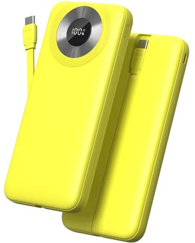 Batterie Externe 10000mAh, Power Bank Charge Rapide Batterie Portable 3A USB C avec Affichage LED, 4 Sorties avec Câbles Intégrés, Chargeur Externe pour iPhone 17 16 15 14 13 Samsung Tablettes Xiaomi