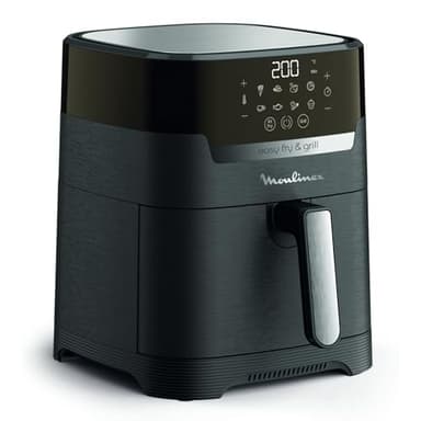Moulinex Friteuse sans huile + Gril, Capacité XL 4,6L, Jusqu'à 6 personnes, 8 Programmes automatiques, Air Fryer, Ecran tactile digital, Température réglable, Easy Fry & Grill 2en1, EZ505810