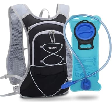 Sac Hydratation avec Poche d'eau (2L Reservoir) Sac à Dos de Course à Pied Léger 6L pour Femme Homme, Sac Trail Running pour Marathon VTT Randonnée Vélo (noir2)