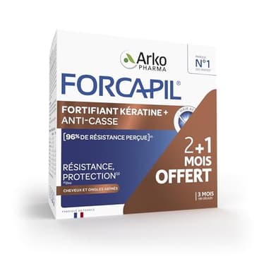 Arkopharma Forcapil Fortifiant Kératine+ Programme 3 mois 120 + 60 Gélules