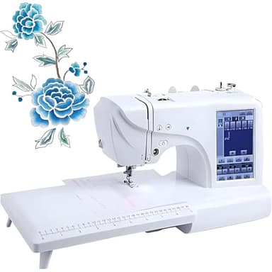 HuanEssentric Machine Broder électrique,Machine Coudre Automatique avec Grand écran Tactile LCD,Outil Broderie DIY,8 Lettres Intégrées Et 10 Bordures Motifs,Couture Simplifiée