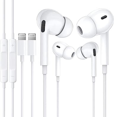 Lot de 2 écouteurs Intra-Auriculaires avec câble, compatibles avec iPhone 14/13/12/11/8/7/X/Pro/Pro Max iPad
