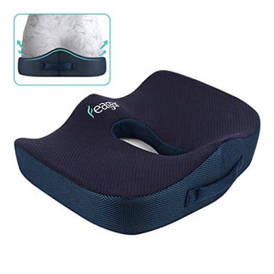 Feagar Coussin de Chaises en Mousse à Mémoire - Coussin Coccyx Ergonomique pour Siège Voiture Auto Conducteur Fauteil Bureau Fauteuil Roulant,Coussin Sciatique,Coussin d Assise,Bleu