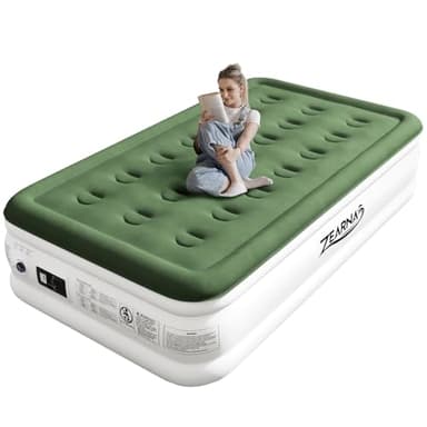 Zearna Matelas Gonflable 1 Personne (190x100x40 cm) – Luxe Autogonflant, Pompe Électrique, Gonflage Rapide | Lit d'Appoint pour Maison, Camping, Invités | Durable (1 Personne)