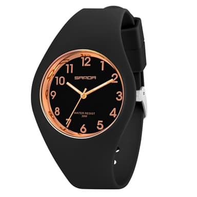 AOOSU Montre pour Femme avec Bracelet en Silicone, Montre de Sport Analogique Etanche Montres Femme Analogique Quartz Grand Cadran Facile à Lire, Tendance, Stylish, Simple pour Femmes et Filles