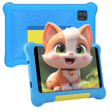 Laptok Tablette Enfants 7 Pouces, Android Tablette pour Enfant 5GB RAM 32GB ROM (TF 128GB), avec Applications éducatives et Contrôle Parental WiFi Bluetooth, Cadeau Fille Garçon, Étui Antichoc Bleu