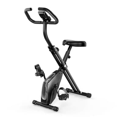 Dskeuzeew Vélo D’Appartement Pliable, Velo d Appartement avec Moniteur LCD et Mesure du Pouls Manuel, Vélo D'exercice Magnétique de Niveau 8 Avec Siège Confortable, Peu Encombrant