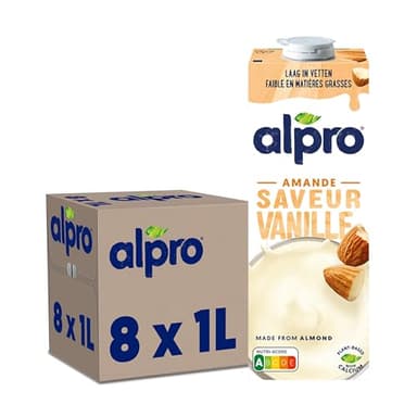 Alpro - Boisson Végétale - Lait d'Amande Vanille - 1L - Lot de 8x1L