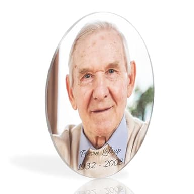 Médaillon Funéraire Personnalisé - Cadre Photo Personnalisable Souvenir - Portrait Commémoratif Personnalisé - Photo pour Plaque Funéraire - Ornement Cimetière (10x7,5 cm (standard))