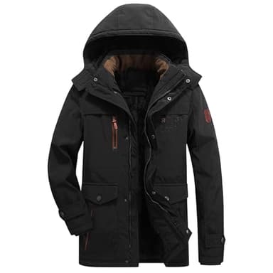 Générique Parka Homme Hiver - Manteau Parka Chaud Fourrure Casual Outdoor Blouson Amovible Capuche Doudoune Longue Blouson Chaud En Coton Polaire éPaisse Et Chaude - Coupe-Vent