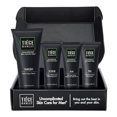 Tiege Hanley Ensemble de Soins de la Peau Pour Homme - Kit de Lavage du Visage Pour les Rides et Ridules (Niveau 1)
