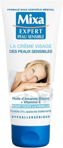 Mixa Expert Peau Sensible - la Crème Visage des Peaux Sensibles à l'Huile d'Amande Douce + Vitamine E - 100 ml