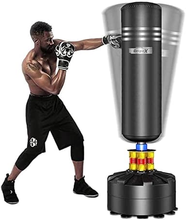 Dripex Sac de Frappe sur Pied Adulte 175cm Sac de Boxe Autoportant MMA Punching Ball pour Karaté Fitness Taekwondo - Noir