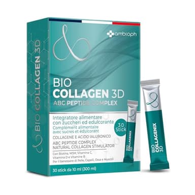 Collagène et Acide Hyaluronique, Collagène à Boire - Biotine, MSM & Vitamine C. Collagène hydrolysé, en Synergie avec le Peptide Stimulateur de Collagène ABC, Collagène pour les Os et Articulations