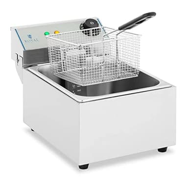 Royal Catering Friteuse Électrique De Restaurant Simple Professionnelle RCEF-10EY-ECO (3 200 W, Volume Total: 10 l/Huile: 5,3 l, Température ≤ 200 °C, Thermostat, Zone Froide)