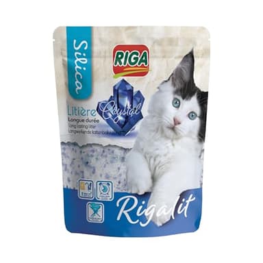 Riga - Rigalit Crystal - Litière pour Chat Absorbante d'Origine Minérale - Gel de Silice - Absorbe les Odeurs - Anti Développement Bactérien - 2,2 kg