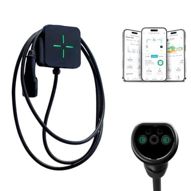 Borne de Recharge Intelligente LEKTRI·CO One Safe Wi-FI, câble 5m Type 2 avec obturateur, 6A-32A, 7,4 KW, appli Mobile, intérieur/extérieur, Protection différentielle (RCM), IP55, IK10, Noir.