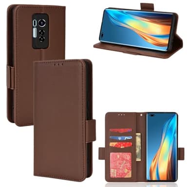 ShouBao Compatible avec Tecno Phantom X Coque,Étui en Cuir PU Folio， Compatible avec Tecno Phantom X Etui pour téléphone Portable Brown