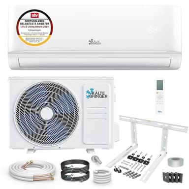 Kältebringer Climatiseur Split - 9000 BTU (2,6 kW) - Avec fonction chauffage, WiFi et App - très silencieux & économe en énergie - kit complet, 5m conduite de frigorigène, R32, matériel de montage