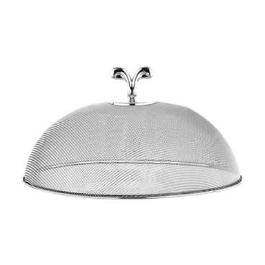 Folpus Cloche Alimentaire Ronde En Maille D'acier Inoxydable, Nourriture, Couverture Cloche Alimentaires, Cloche à Fruits Anti Moucherons, pour Les Repas à La Plage, Camping, Diamètre 26 Cm