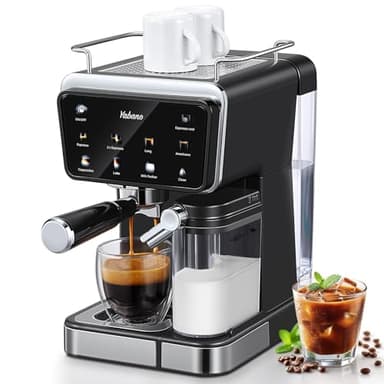 Yabano Machine à expresso, 20 bars, avec mousseur à lait automatique de 500 ml, 6 boissons, écran tactile couleur, réservoir d'eau de 1,5 l, cafetière cappuccino et latte, 1350 W
