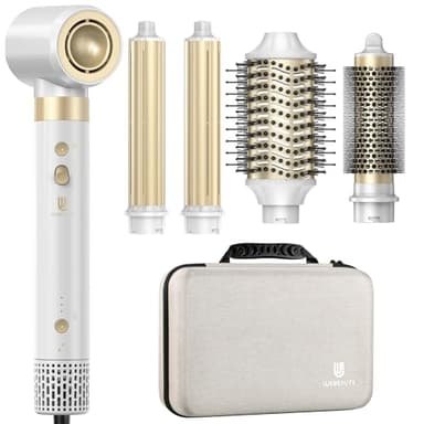 [Double Tension] Airstyler 6 en 1, Sèche Cheveux avec Brosse Soufflante, Fer à Friser Auto, Lisseur Air, Brosse Cheveux Bouclés, pour un coiffage polyvalent, 500M Ionique Négatif Nourrit les cheveux