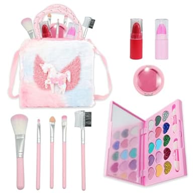AYNKH Maquillage pour Filles, Kit de Maquillage Lavable pour Enfants avec Pinceaux, Jouets de Jeu de Princesse pour 3-12 Ans, Cadeau d'anniversaire de Noël et de Fête d'halloween pour Les Filles