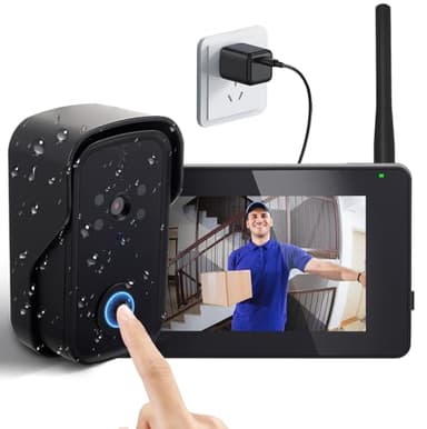 1080p Sonnette sans Fil avec Camera,Visiophone Vidéo Extérieur avec Écran 4.3"Double Audio Enregistrement,Visiophone sans Fil avecCamera Caméra HD Interphone Vision Nocturne,Caméra Grand Angle de110°