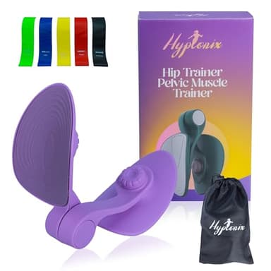 Hyptonix Hip Trainer avec Bandes de Résistance et Sac – Accessoires Sport Maison pour Musculation Femme, Cuisses, Fessiers, Post Partum et Rééducation Périnée - Matériel Fitness (Violet)