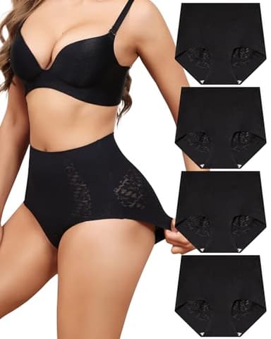 Aijolen Culotte Gainante Femme Ventre Plat Culottes Sculptantes Taille Haute Slip Dim sous-Vêtements Invisible Slips sans Couture Shapewear Lot de 4 S-XXL