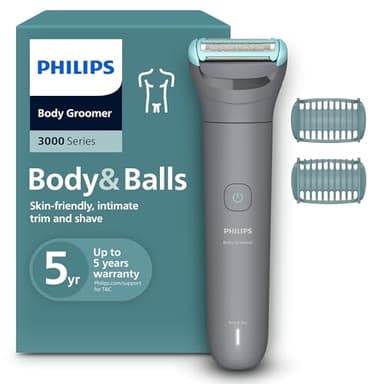 Philips Bodygroom série 3000 - Tondeuse pour hommes avec Triple protection, taille des poils et rasage des zones intimes, rasage de près qui respecte la peau, 100% étanche, autonomie 80 min, BG3480/15