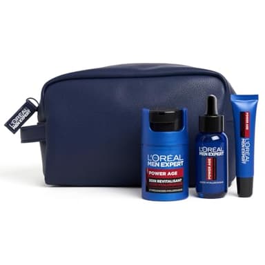 L'Oréal Men Expert - Trousse Routine Experte pour Homme - Soins Visage Revitalisant & Anti-Âge - À l'Acide Hyaluronique - Pour Tous Types de Peaux - Power Age - 3 Produits