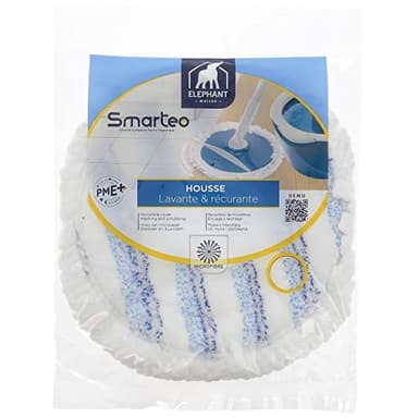 ÉLÉPHANT Maison - Housse Lavante Smarteo - Microfibre Très Absorbante - Zones Grattantes - Adaptable au Kit Smarteo - Nettoie Tous Types de Sols - Haute Qualité et Efficace - Fabriqué en France