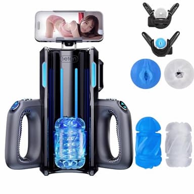 Leten King Pro Masturbateur Automatique Masculins Electrique 10 Mode Télescopique + Poignées Doubles + Support De Téléphone + 2 Manchons Doubles Ouverts + Voix Masturbâteur Sex Toý Homme Mains Libres