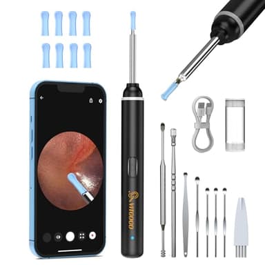 VITCOCO Otoscope Oreille, Nettoyeur Oreille Camera 1920P HD Wifi, Caméra Oreille Nettoyage Étanchéité IP67 avec 6 Led, Kit de Endoscope Oreille pour Nettoyage des Oreilles et Examen Nasal