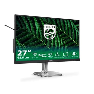 Philips 27B2G5200 - Moniteur Full HD 27 Pouces, réglable en Hauteur, Haut-parleurs, Adaptive Sync (2560x1440, 75 Hz, 2X HDMI 1.4, 1x DisplayPort 1.2, Hub USB) foncé/Gris