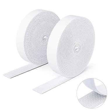 SUTOUG Ruban adhésif double face à crochets et à boucles, 16MM x 3M Ruban adhésif autocollant, bandes robustes, ruban à emboîtement pour cadres de photos, moustiquaires, tapis, bricolage - Blanc